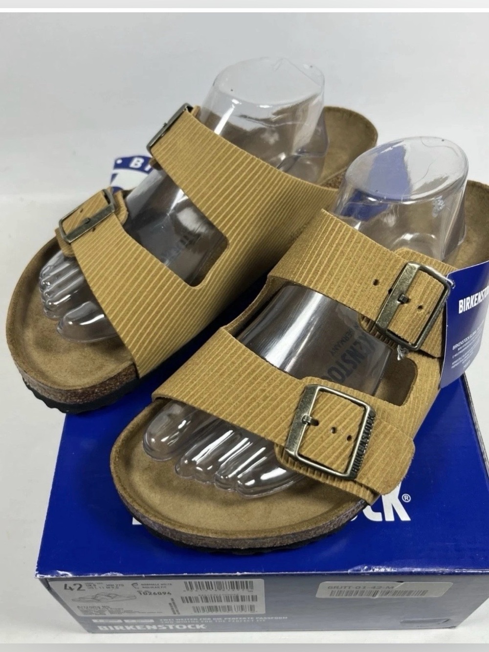 Birkenstock 💅 Arizona Corduroy Suede Cork Embossed Brown Sandals 6 6.5 37 41 - Picture 5 of 10